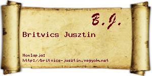 Britvics Jusztin névjegykártya